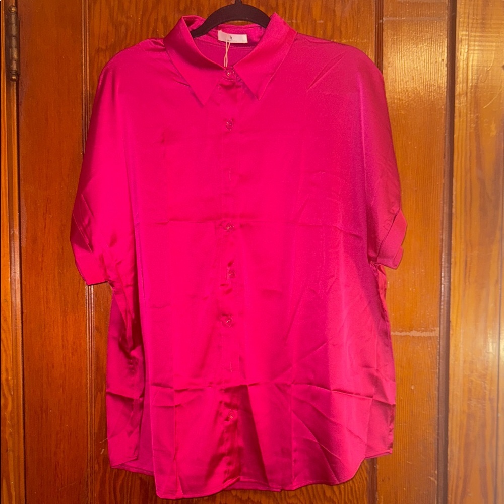 Elegant Fuchsia Women's Button Down Shirt
